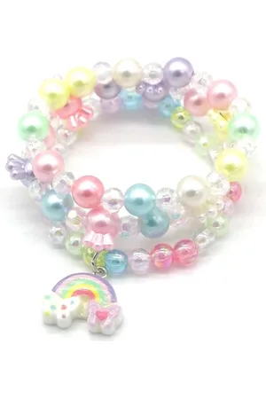 The Musthaves Kralenarmband - set van 3 - - regenboog - vlinders - kralen - parels - meisjes - kinderen - unisex - cadeau -feest