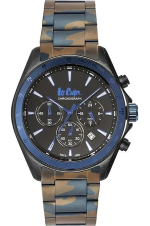 Lee LC06973.950 - Horloge - Analoog - Mannen - Heren - stalen band - Chronograaf -Multikleur - Zwart - Blauw