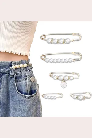 Merkloos 5 Stuks （ ）- mode parel broche - Sierspeld Set - faux parel broches - Vestsluiting - Vestspeld - trui sjaal clip - taille broek extender veiligheidsspelden