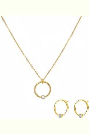 ARLIZI 2152 Sieraden set ring kristal hanger minimalistisch - verguld