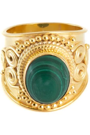 Spiru Edelsteen Ring Malachiet 925 Zilver & Verguld “Mesa” (