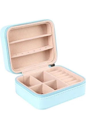 Merkloos Kleine Sieradendoos - Juwelendoos - Opbergbox - Luxe Sieradendoosje Voor Op Reis - Compacte Sieraden Box - Opbergdoosjes met deksel klein