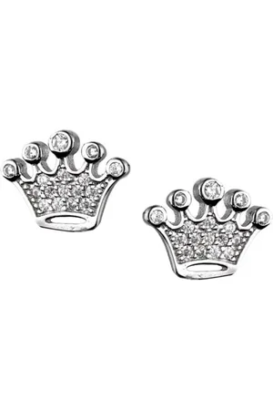 Zilver En Princess Oorsttekers - Oorknopjes met steentjes Zirkonia - Prinses Kroon Oorstekers Met Zirkonia - Amona Jewelry