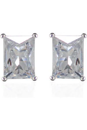 Zilver Rechthoekige Zirkonia oorbellen - en Oorbellen - 7 x 5 mm - 925 - Amona Jewelry