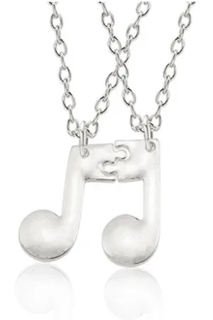 Bixorp Friends BFF Ketting voor 2 met Zilverkleurige Muzieknoot - Vriendschapsketting Meisjes - Best Friends Ketting Vriendschap Cadeau voor Twee