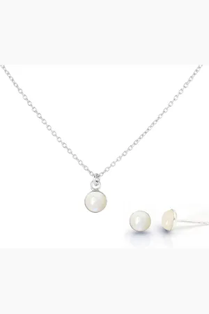 ARLIZI 2052 Sieraden set regenboog maansteen cabochon hanger - sterling