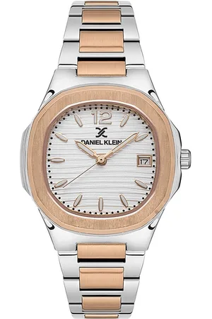Daniel Klein DK.1.13581-6 - Horloge - Analoog - Dames - Vrouwen - stalen band - Achthoek - Metaal - Cijfers/Strepen - Datumaanduiding - Zilverkleurig - Rosékleurig - Wit