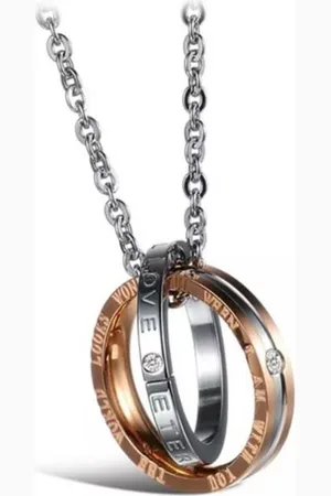 Akyol Eternal Love Ring -Ketting - Love ketting-1 stuks-koppel ketting - Cadeau voor hem - valentijn ketting voor haar - Cadeau voor haar –Liefde– 1 love ketting – Koppel set -relatie ketting – Relatie – zilver kleurig