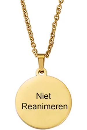 Amodi Gegraveerde Niet Reanimeren Ketting - Niet Reanimeren Penning - Do Not Resuscitate - Gegraveerd - Cirkel - Roestvrij Staal - RVS - Verstelbaar