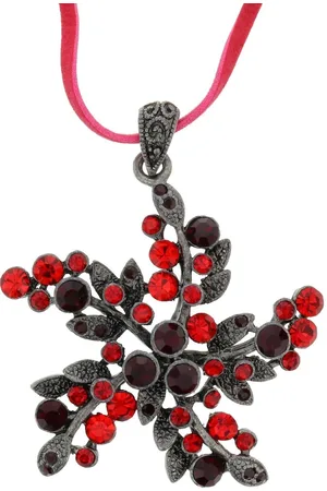 Behave Rode ketting met stenen bloem hanger