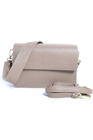 Merkloos Dames Leer Crossbodytas - Leren Schoudertas - Dames Leren Handtas - Made in Italy