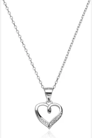 Zilver Hart Ketting- en Dames Ketting met hanger Zirkonia hartvormig - Ketting met hanger Hart - 925 - Dames Ketting met Hart hanger - Amona Jewelry
