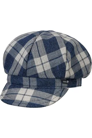 Merkloos Twotone Check Newsboy Pet Dames - Made in Italy cap visor muts baker boy met klep voering voor Lente/Zomer - Grijs Bruin.