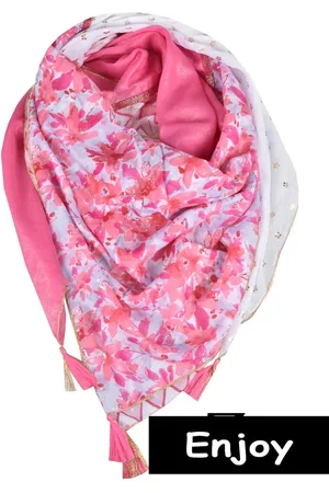 Enjoy Sjaal-vierkant-roze -vier prints -india cotton
