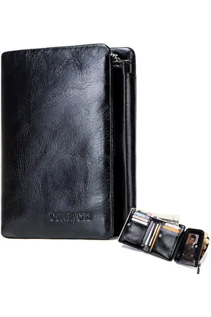 Contacts Leren portemonnee heren leer - portefeuille heren - mannen cadeautjes cadeau voor man - portemonnee heren pasjes houder - Top kwaliteit Leer