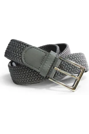 Merkloos Donkergrijs - Elastische Comfort Riem - Totale lengte105 cm - Gevlochten - 100% Elastisch - Nikkelvrije Gesp