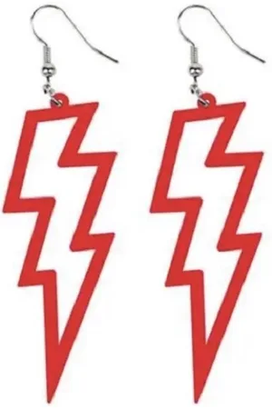 Akyol Oorbellen rode bliksemschicht -neon rode - oorbel - Cadeau-uitgaan - festival - bohemian - neon rode oorbellen - leuke rode oorbellen - Sieraad - bliksem neon oorbellen - foute feest - foute - carnaval - hangoorbel - oorbel