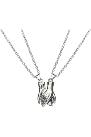 Bixorp BFF Ketting voor 2 Handjes Vasthouden Magnetisch - Zilverkleurig - Vriendschapsketting 45cm + 5cm verstelbaar