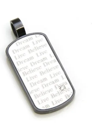 No Evil City Jewels stalen kogeltjesketting met dogtag hanger Dream, Live, Believe en zilver