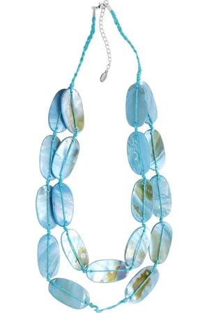 Behave Gevlochten ketting met blauwe schelpen