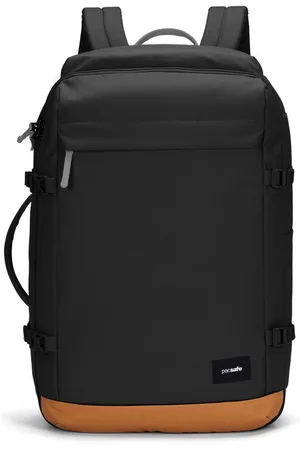 Pacsafe GO Carry-on Backpack - 44 L - Schoudertas - Geschikt als Handbagage - Waterafstotend - Op 2 Manieren te Gebruiken - RFID-blokkerend - Anti-diefstal - Gerecycled Polyester - Turn & Lock Security Hooks - Koffer - Zwart