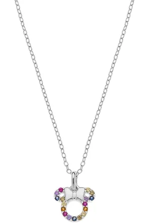Disney 4-DIS017 Zilveren Ketting Minnie Mouse - Minnie Collier - Sieraden - 35+3+2cm Lengte - Ankerschakel 1,2mm - Hanger 9,5x10mm -Kristal - 925 Zilver - Multikleur