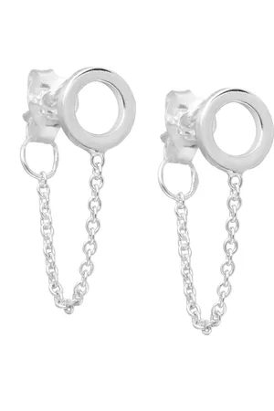 EAR IT UP Oorbellen - Cirkel - Open - Ketting - Push back oorknopjes - 925 sterling - 15 x 6 mm - 1 paar