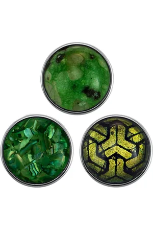 quiges Chunk 18mm Click Button Drukknoop Set van 3 Stuks Mix met Natuursteen & Schelp - EBCMSET006