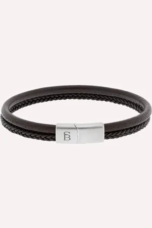 Steel & Barnett ® - Leren armband - heren - Denby Leren Armband - - 20.5 CM