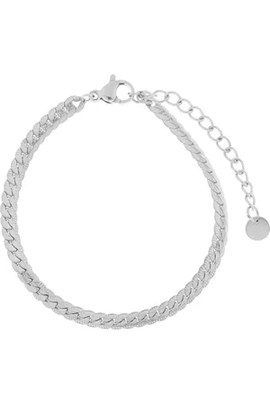essentialistics Armband basic grove schakel - Volwassenen - Zilverkleur - Stainless steel (verkleurt niet) - Verlengkettinkje