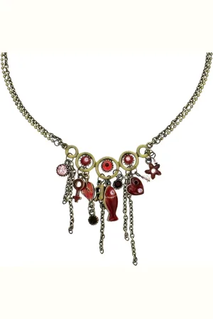 Behave Ketting goud-kleur met rode hangers