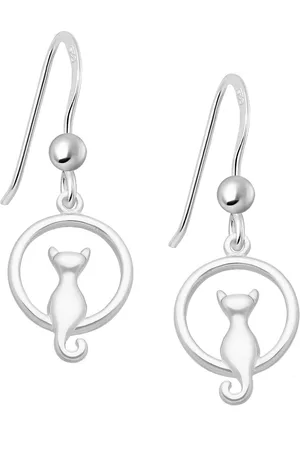 EAR IT UP Oorbellen - Kat - Cirkel - Haak - 925 sterling - 26 x 11 mm - 1 paar