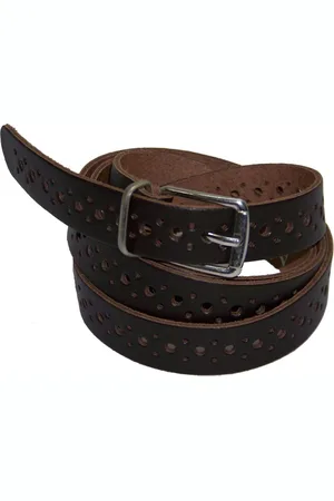 Flores Lederwaren 100% leer - gaatjesriem - 2cm breed - Damesriem met gaatjes - - taillemaat 105 cm.