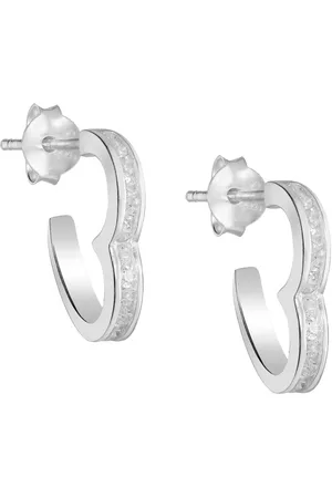 EAR IT UP Oorbellen - Hart - Heart - Push back - 925 sterling - Zirkonia - Pavézetting - 15 x 11 x 2,5 mm - 1 paar