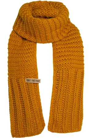 Knit Factory Alex Gebreide Sjaal Dames & Heren - Warme Wintersjaal - Grof gebreid - Langwerpige sjaal - Wollen sjaal - Heren sjaal - Dames sjaal - Unisex - - Geel - 200x45 cm