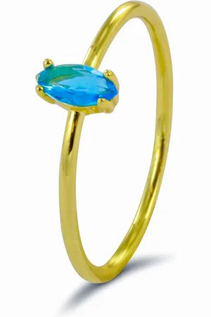Silventi 9SIL-21641 Zilveren Ring - Dames - Blauwe Zirkonia - Ovaal - 5,5 x 3 mm