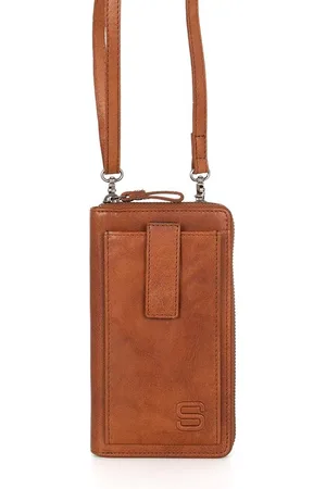 Spikes&Sparrow Leren RFID Portemonnee / Telefoonhouder - Mace - Cognac