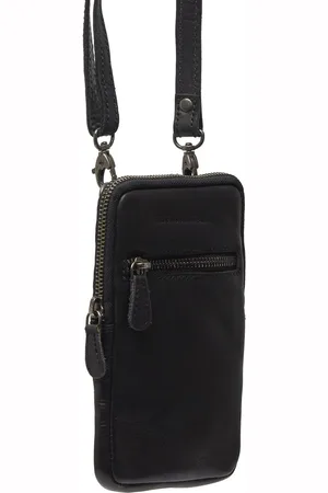 Chesterfield Leren Telefoontasje Zwart Salta