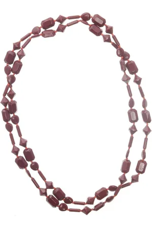 Behave Dames - lange ketting - kralenketting bordeaux - 130 cm