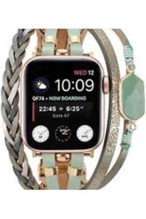 Merkloos Apple Watch Bohemian Indian stijl horlogebandje 42/44/45mm leer en kralen