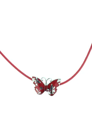 Behave Vlinder ketting dames - Rode emaille - Romantische stijl