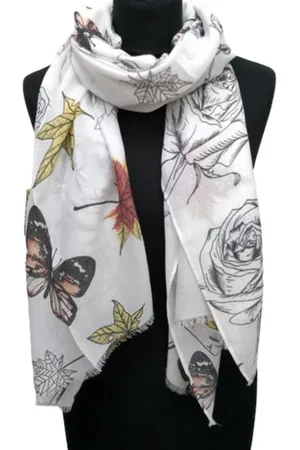 Merkloos Lange Dunne Sjaal - Wit - 185 x 78 cm (19-8)