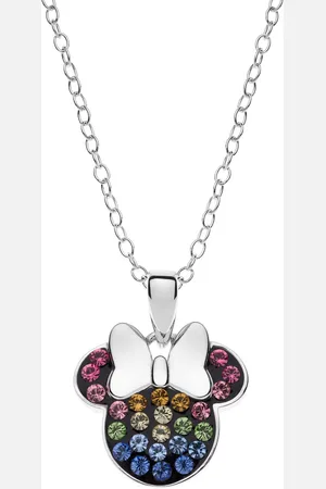 Disney 4-DIS006 Zilveren Ketting Minnie Mouse - Minnie Collier - Sieraden - 35+3+2cm Lengte - Ankerschakel 1,2mm - Hanger 13x14mm -Kristal - 925 Zilver - Multikleuren