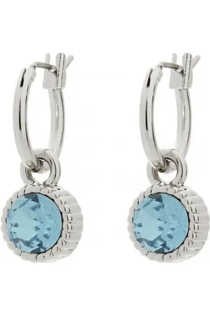 Biba Hang Oorbellen Zilver met Swarovski Steentje Aquamarine