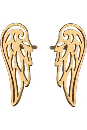 Zilver Goudkleurig Oorbellen Vleugel - Echte Verguld Oorbellen Vleugel - Verguld Echte 925 - Amona Jewelry