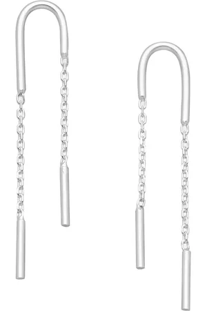 EAR IT UP Oorbellen - Push back oorknopjes - Doortrekoorbellen - Threader - 925 sterling - 44 x 7 mm - 1 paar