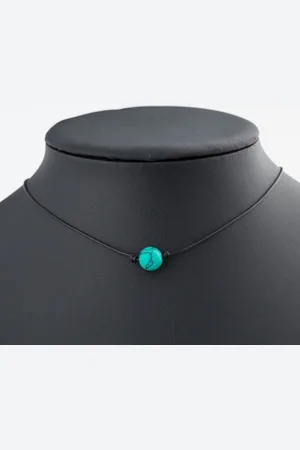 KJG Lederen ketting met twee kralen