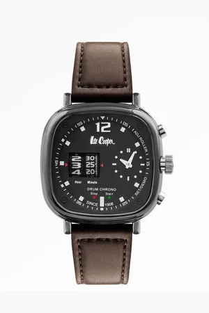 Lee LC07003.352 - Horloge - Analoog - Mannen - Heren - leren band - Bruin - Zilverkleurig - Zwart