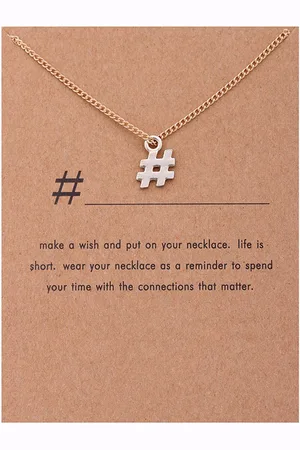 Bixorp Luck Gouden Dames Ketting met Hashtag - "#" - 45/50cm - Cadeau voor Vrouw - Goudkleurig