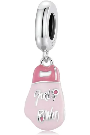 Mijn bedels Zilveren hangende bedel Roze handschoen / girlpower